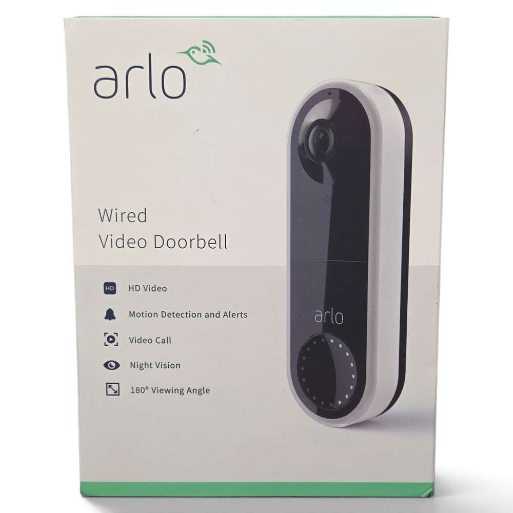 Arlo Wired Video Doorbell HD Night Vision 180 View White AVD1001-100NAS NEW
